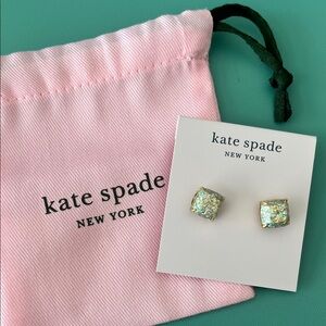 kate spade Sparkling Square Earrings -Green and Gold Irradescent